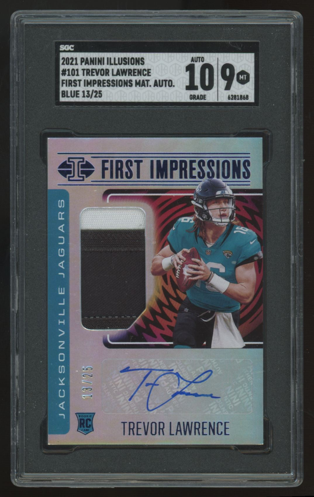 2021 Illusions Trevor Lawrence RC First Impressions Patch Auto RPA /25 SGC 9 10