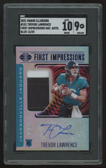 2021 Illusions Trevor Lawrence RC First Impressions Patch Auto RPA /25 SGC 9 10