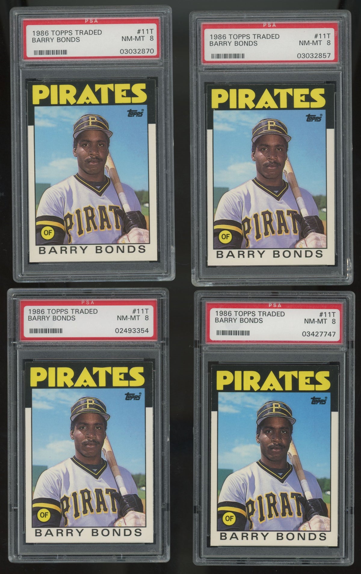 1986 Topps Traded Barry Bonds RC #11T PSA 8 (Lot Of 10) "A"