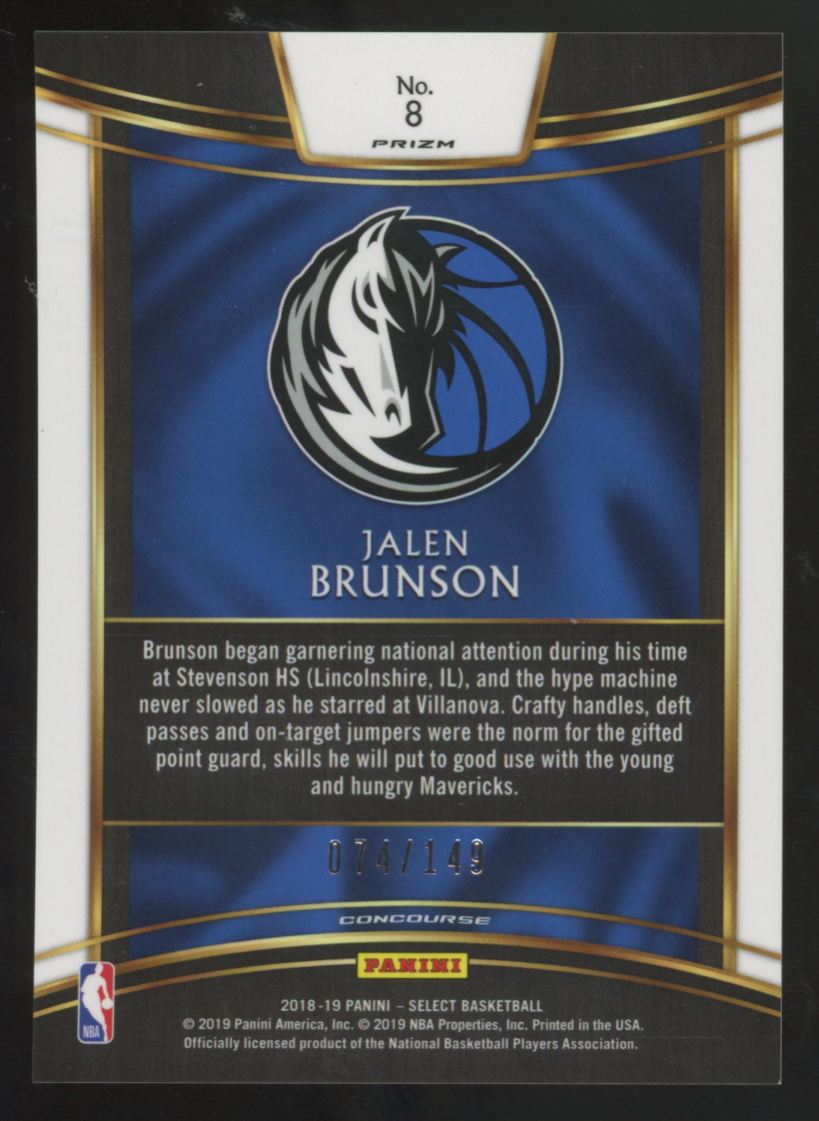 2018-19 Panini Select Jalen Brunson RC Concourse White Prizm /149 #8