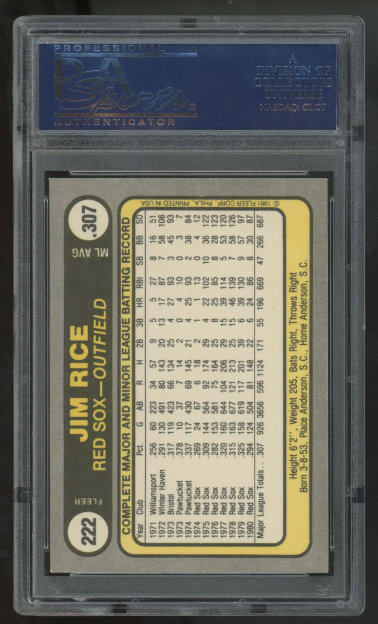 1981 Fleer Jim Rice #222 PSA 10