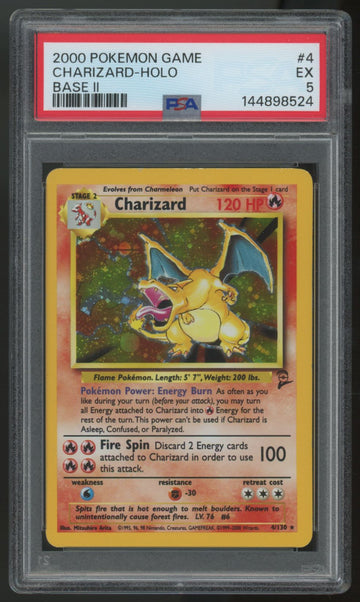 2000 Pokemon Charizard Base Set II Holo # 4 PSA 5