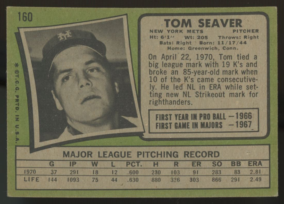 1971 Topps Tom Seaver #160 EX