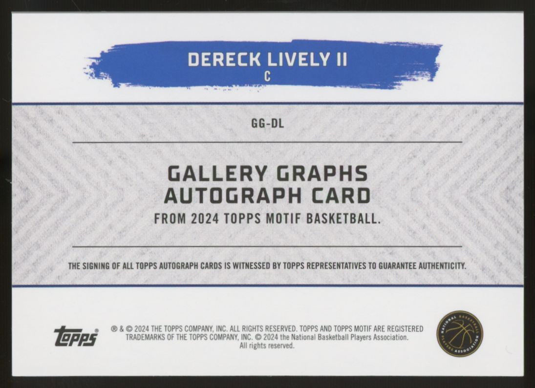 2023/24 Topps Motif Dereck Lively II RC Gallery Graphs Auto Orange /25 #GG-DL