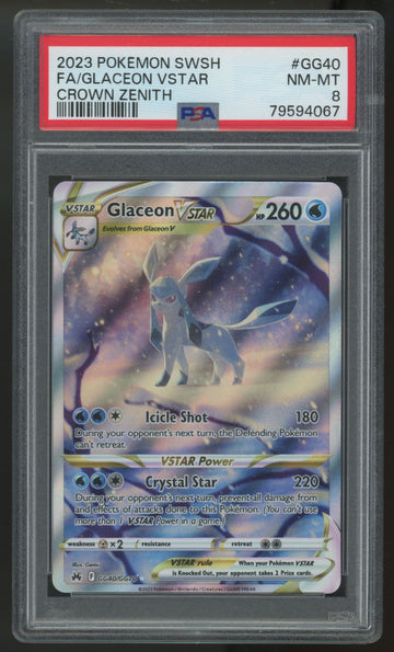 2023 Pokemon Glaceon VSTAR Crown Zenith Full Art #GG40 PSA 8