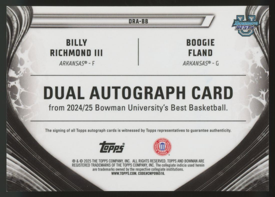 2024/25 Bowman University Chrome Richmond Fland Dual Auto /25 #DRA-BB