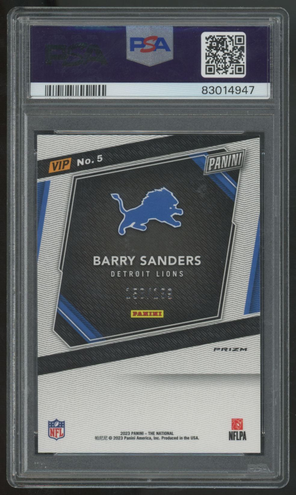 2023 Panini The National VIP Barry Sanders Red Sparkle /199 #5 PSA 10