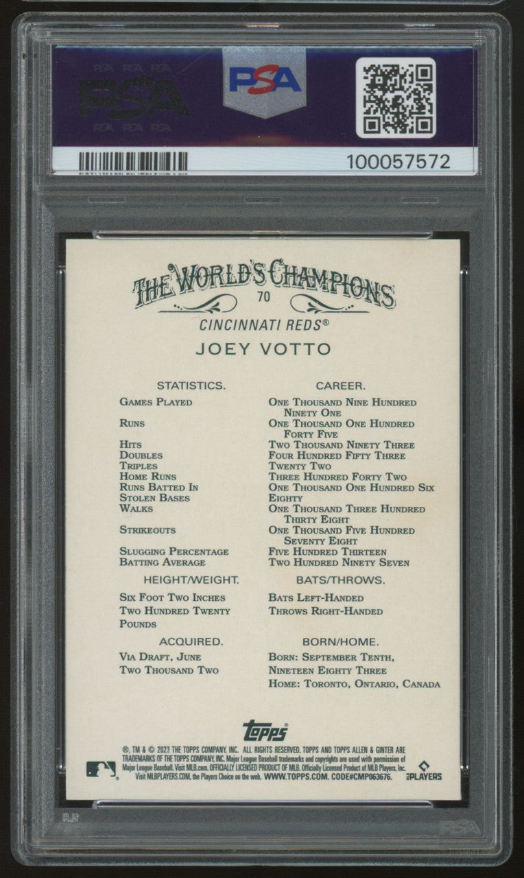 2023 Allen & Ginter Joey Votto Hot Box Silver Portrait #70 PSA 10