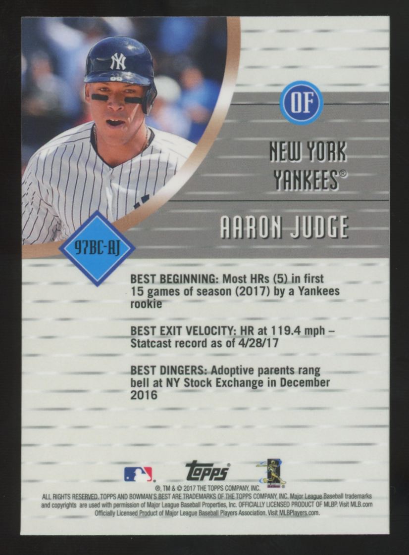 2017 Bowman's Best Aaron Judge RC 1997 Best Cuts Refractor #97BC-AJ