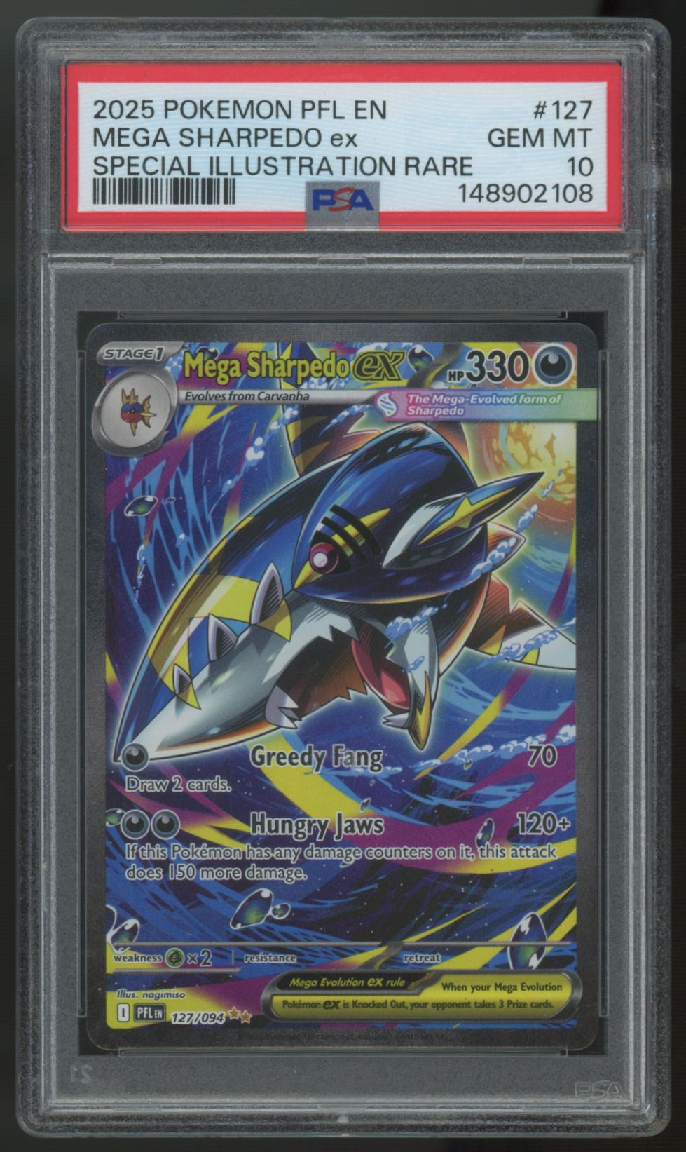 2025 Pokemon Mega Sharpedo ex Phantasmal Flames SIR #127 PSA 10