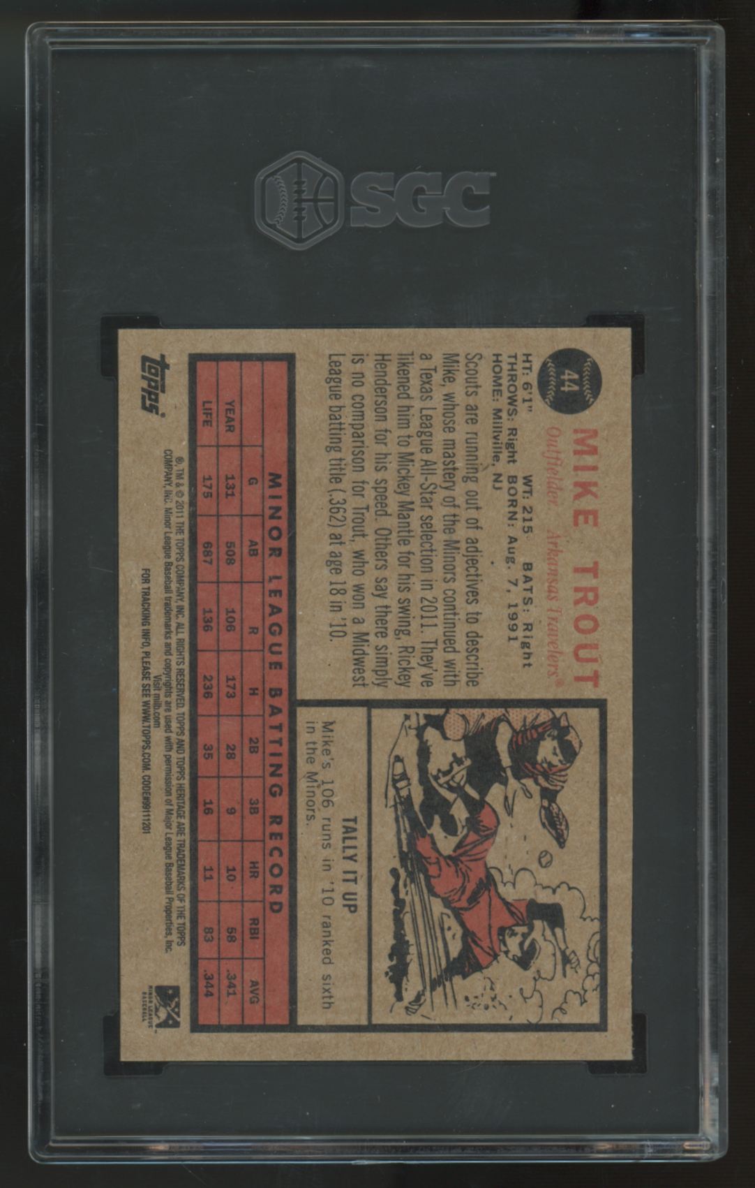 2011 Topps Heritage Minors Mike Trout #44 SGC 9 *468