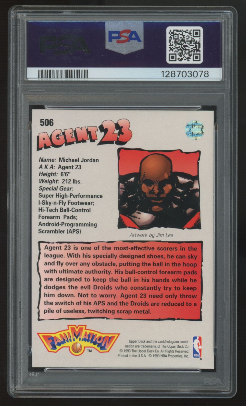 1992-93 Upper Deck Michael Jordan Fanimation #506 PSA 9