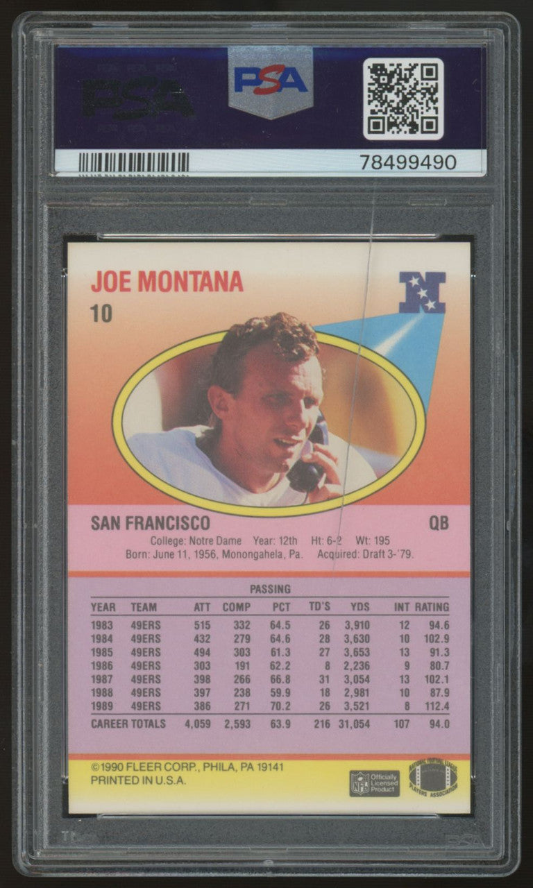1990 Fleer Joe Montana Correct-216 TD's #10 PSA 9 (Cracked Slab)