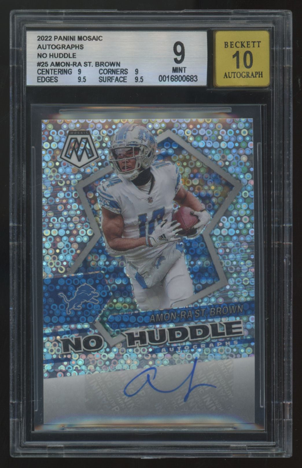 2022 Panini Mosaic Amon-Ra St. Brown No Huddle Auto #ANH-ASB BGS 9 10