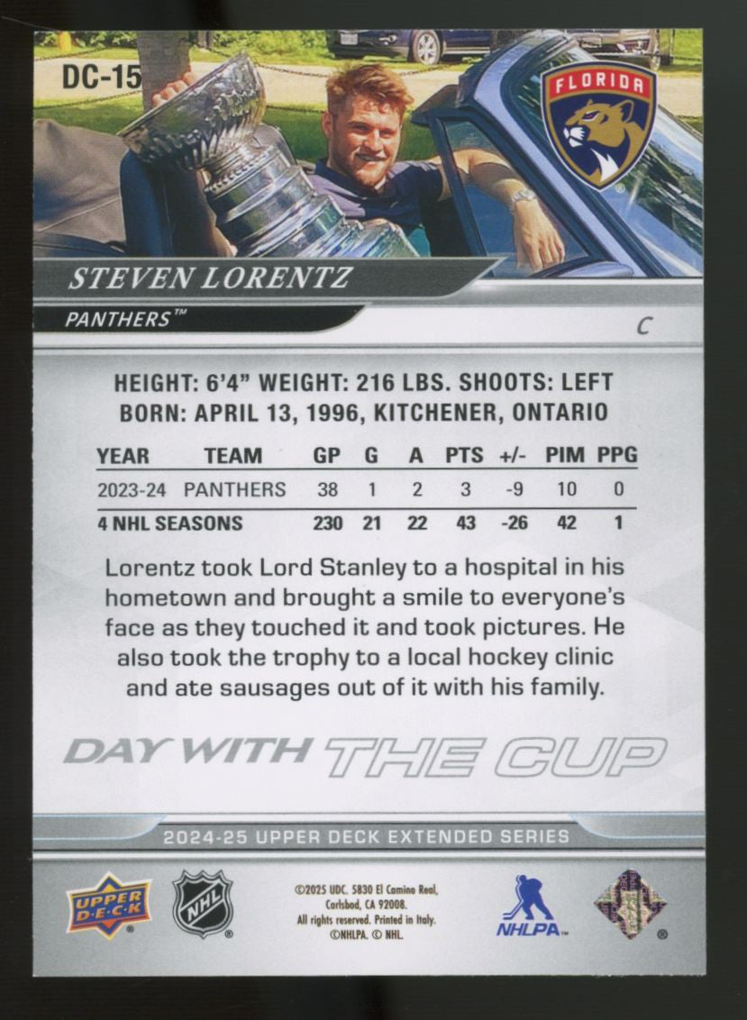 2024/25 Upper Deck Extended Series Steven Lorentz Day With The Cup #DC-15