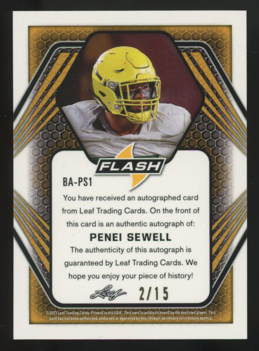 2021 Leaf Flash Penei Sewell RC Pink Auto /15 #BA-PS1