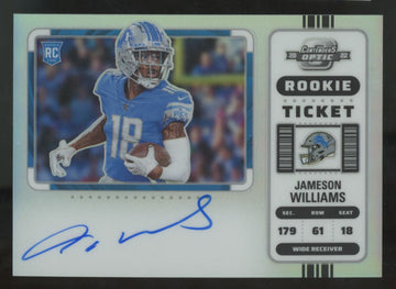 2022 Panini Contenders Optic Jameson Williams RC Silver Rookie Ticket Auto #124