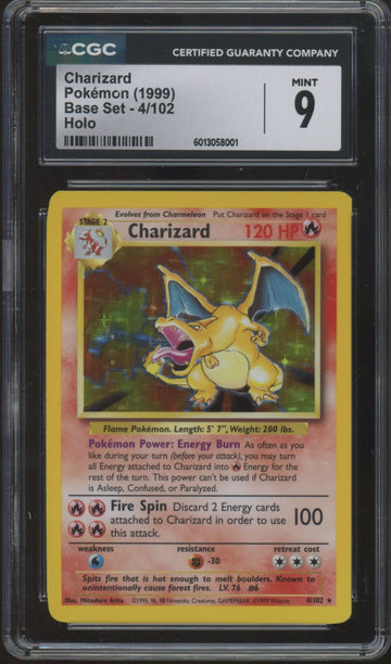 1999 Pokemon Charizard Base Set Unlimited Holo #4 CGC 9