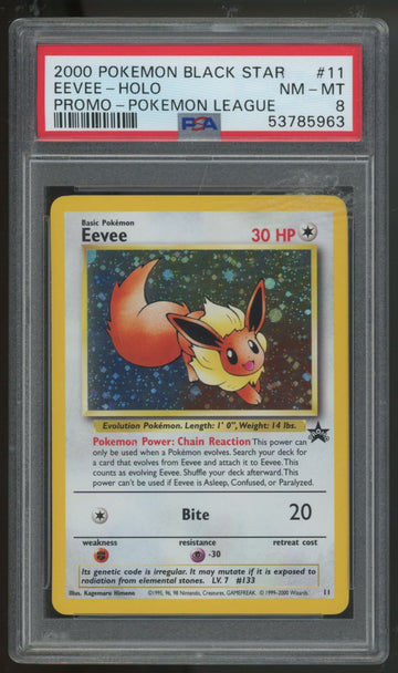 2000 Pokemon Eevee Pokemon League Promo Holo #11 PSA 8