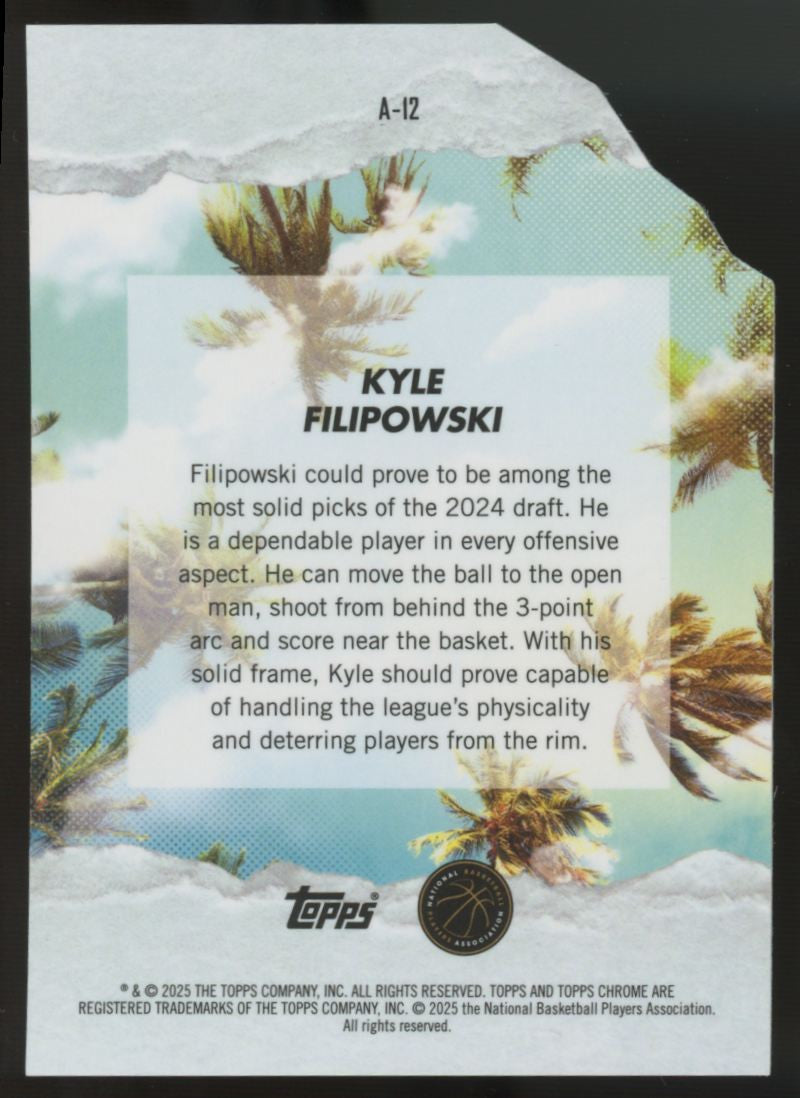 2024/25 Topps Finest Kyle Filipowski RC Arrivals Die-Cut /25 #A-12