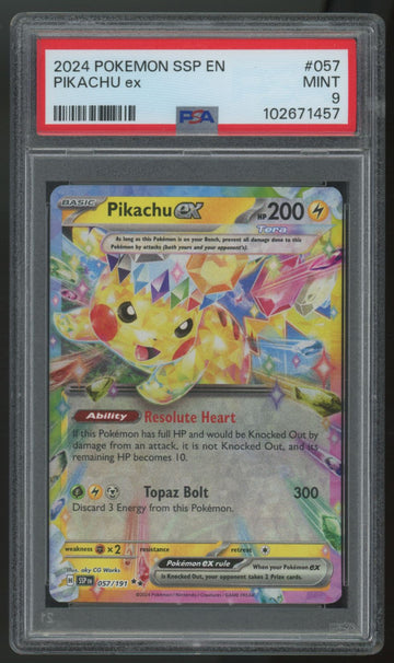 2024 Pokemon Pikachu ex Surging Sparks Holo #057 PSA 9 (B)