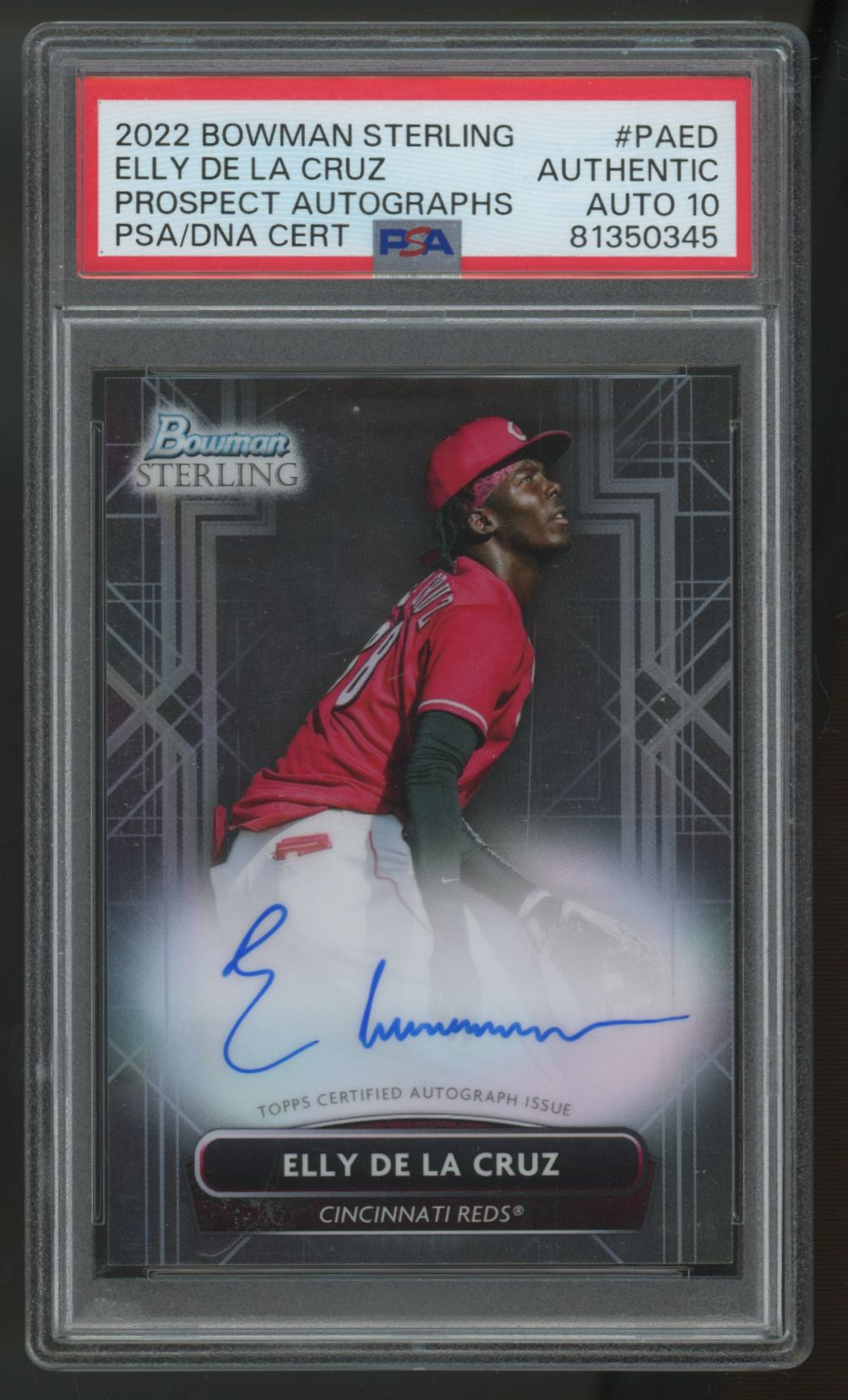 2022 Bowman Sterling Elly De La Cruz Prospect Auto #PA-ED PSA Auto 10