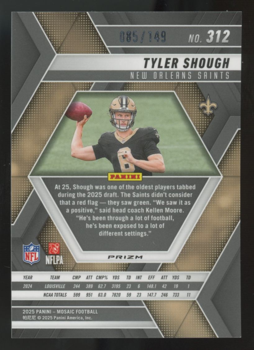 2025 Panini Mosaic Tyler Shough RC Silver Knight /149 #312