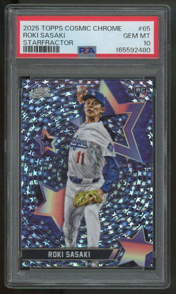 2025 Topps Chrome Cosmic Roki Sasaki RC Starfractor #SF-65 PSA 10