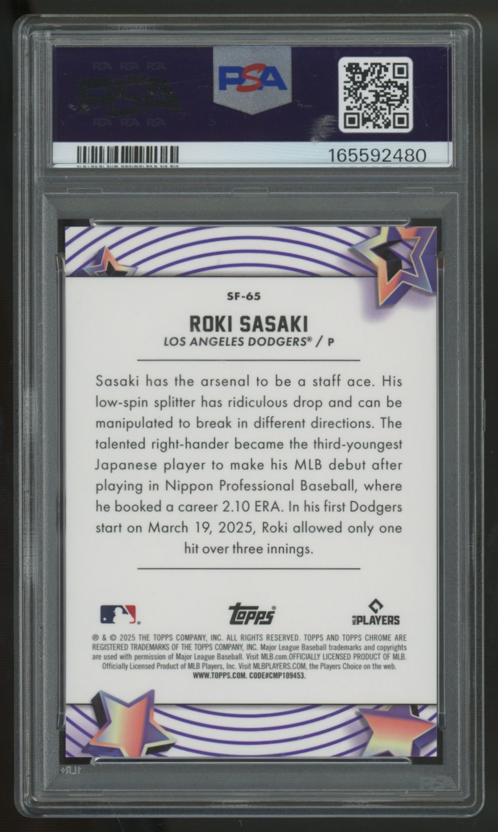 2025 Topps Chrome Cosmic Roki Sasaki RC Starfractor #SF-65 PSA 10