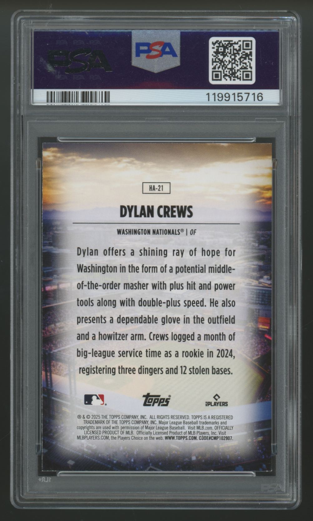 2025 Topps Dylan Crews RC Home Field Advantage #HA-21 PSA 8