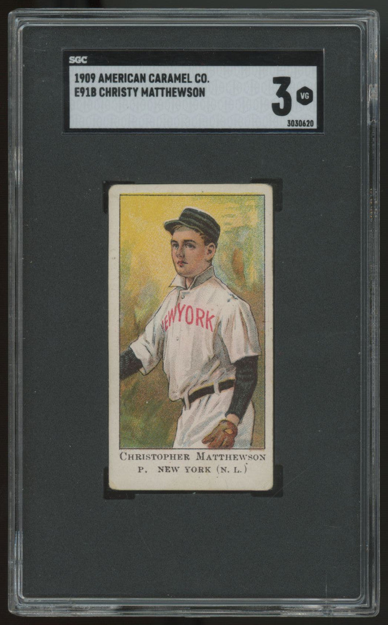 1909 E91B Christy Mathewson American Caramel Co. Back SGC 3
