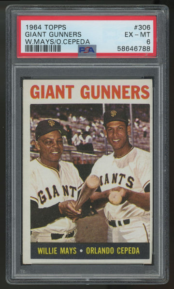 1964 Topps Willie Mays/Orlando Cepeda Giant Gunners #306 PSA 6 *788