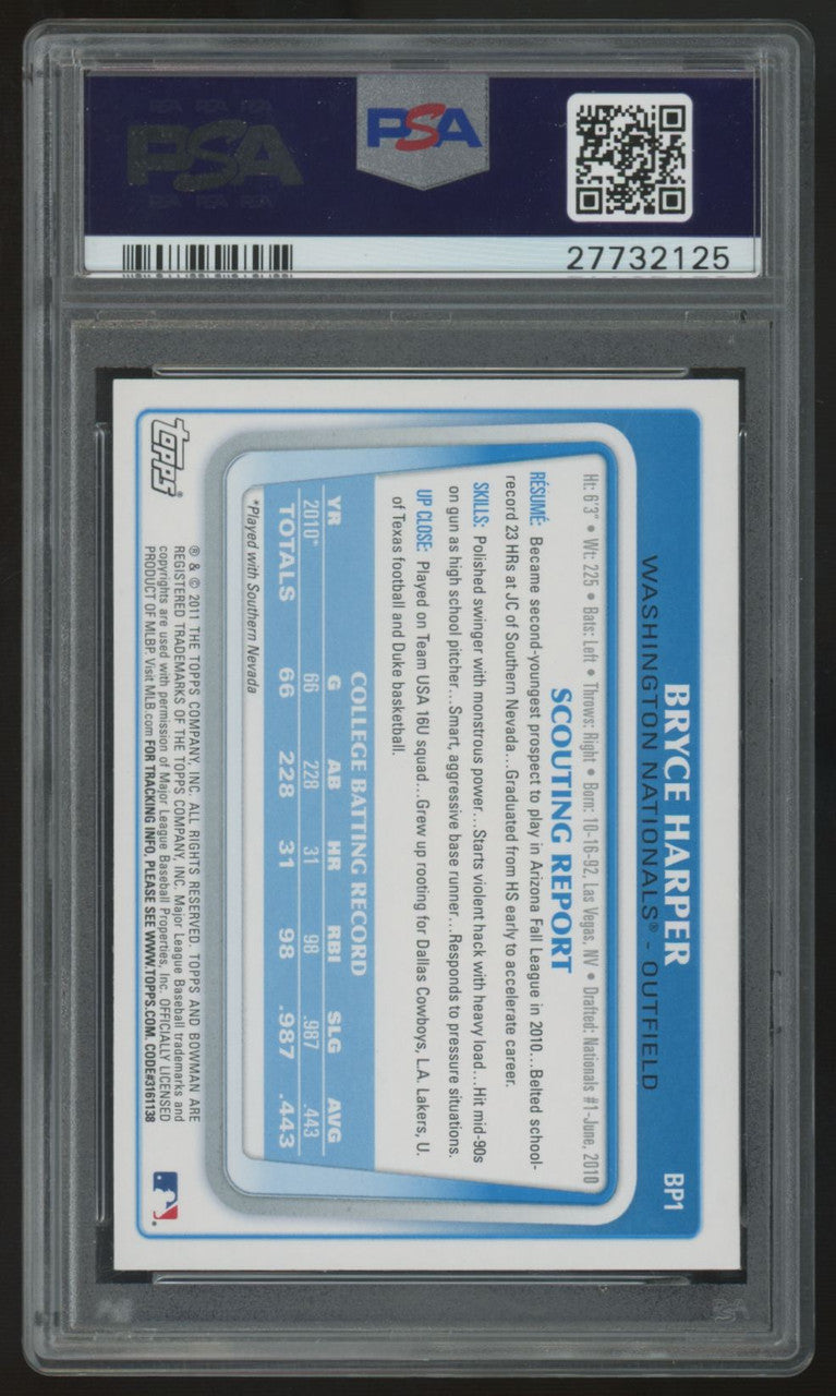 2011 Bowman Prospects Bryce Harper #BP1 PSA 9