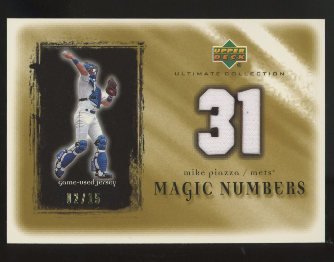 2001 Ultimate Collection Mike Piazza Magic Numbers Game Jersey Gold Patch /15