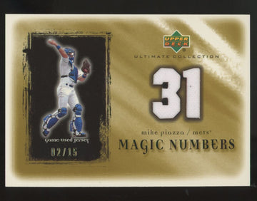 2001 Ultimate Collection Mike Piazza Magic Numbers Game Jersey Gold Patch /15