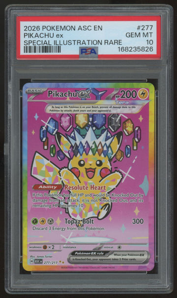 2026 Pokemon Pikachu ex Ascended Heroes SIR #277 PSA 10