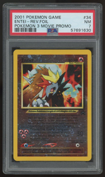2001 Pokemon Entei Movie Promo Reverse Holo #34 PSA 7
