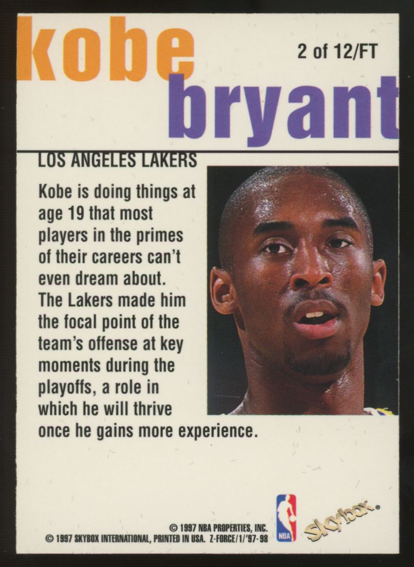 1997-98 Skybox Z Force Kobe Bryant Fast Track #2FT