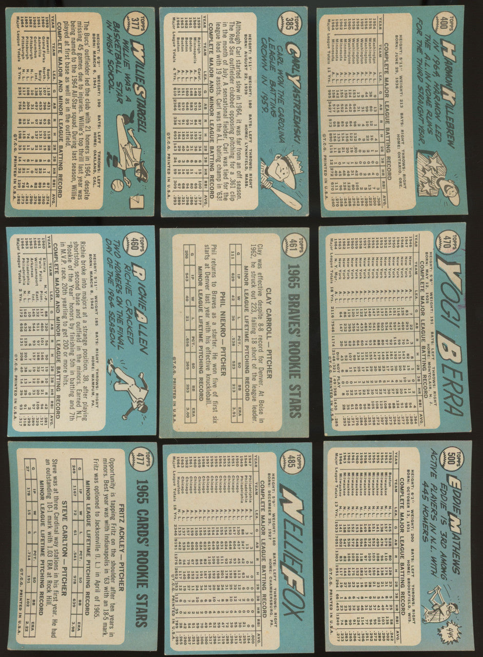 1965 Topps Baseball Complete Set (598) VG Overall Hunter RC PSA 5
