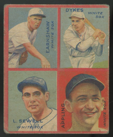 1935 Goudey 4-In-1 George Earnshaw/Jimmy Dykes/Luke Sewell/Luke Appling #2F F/G