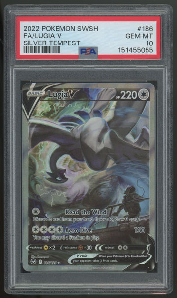 2022 Pokemon Lugia V Silver Tempest Full Art #186 PSA 10 *055