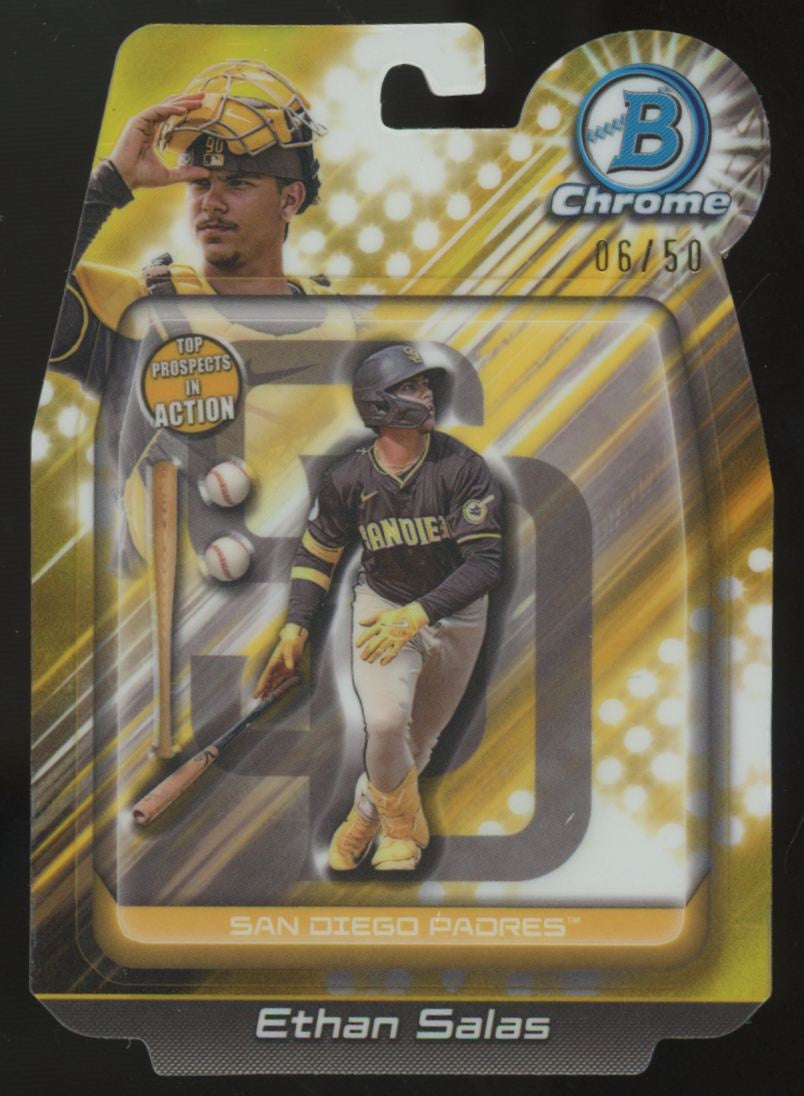 2024 Bowman Chrome Ethan Salas Gold Top Prospects In Action /50 #BIA-21