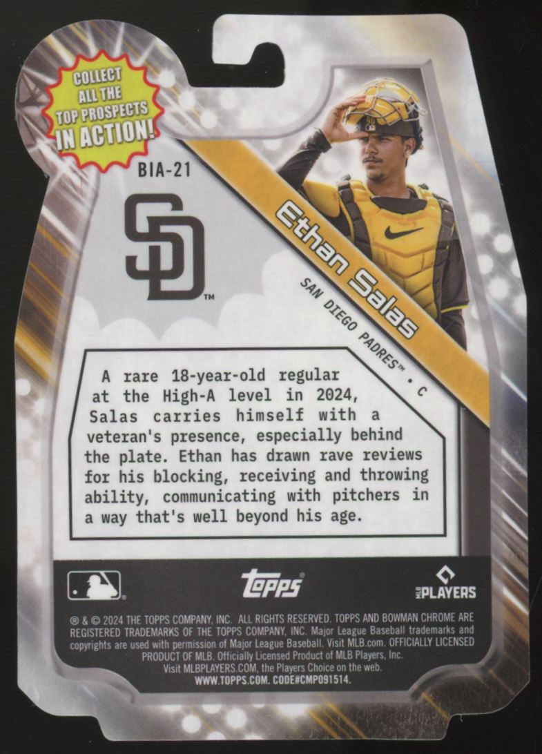 2024 Bowman Chrome Ethan Salas Gold Top Prospects In Action /50 #BIA-21