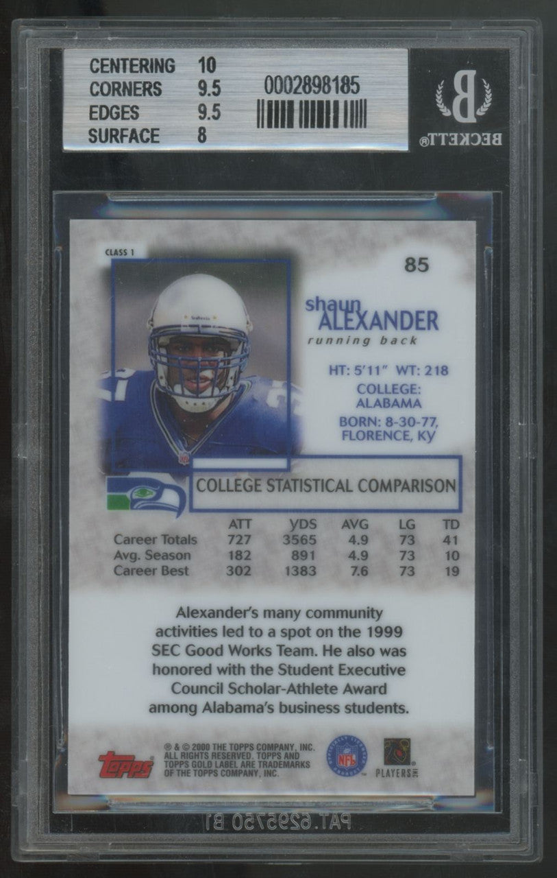2000 Topps Gold Label Shaun Alexander RC Class 1 #85 BGS 9