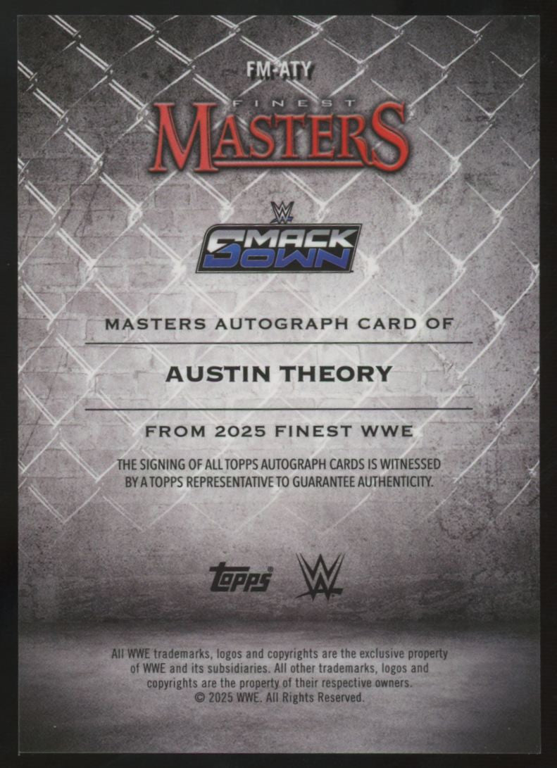 2025 Topps Finest WWE Austin Theory Masters Auto #FM-ATY