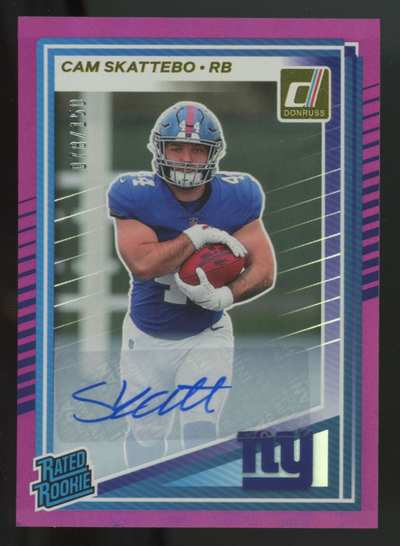 2025 Donruss Optic Cam Skattebo RC Purple Rated Rookie Auto /150 #302