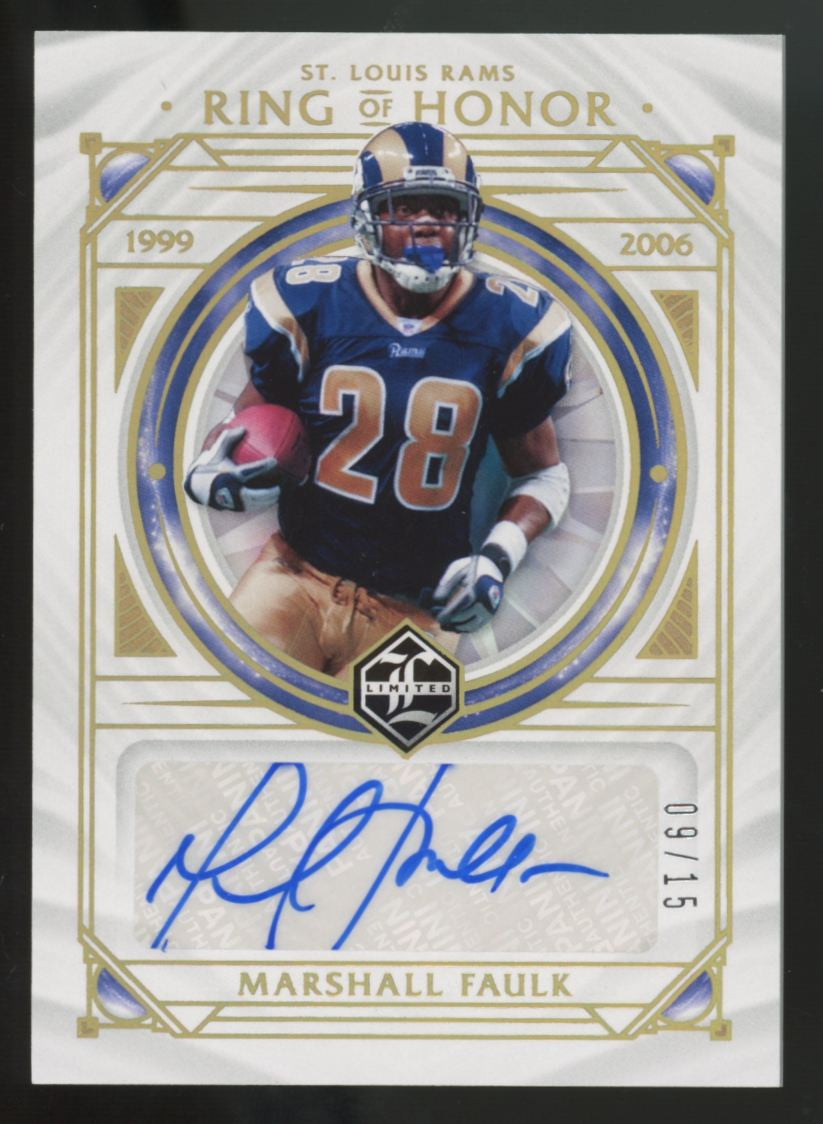 2021 Panini Limited Marshall Faulk Ring Of Honor Gold Auto /15 #ROH-MF