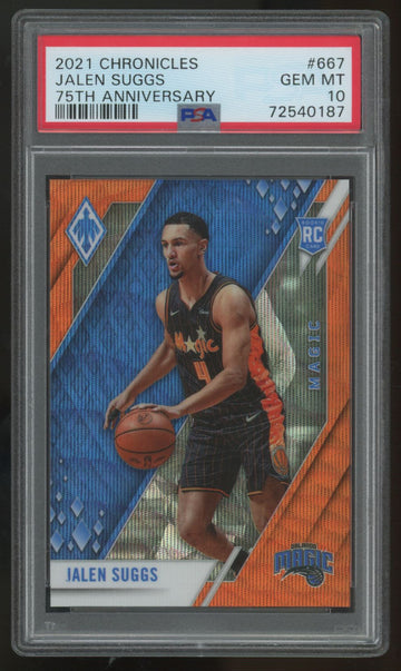 2021-22 Panini Chronicles Jalen Suggs RC 75th Anniversary /75 #667 PSA 10
