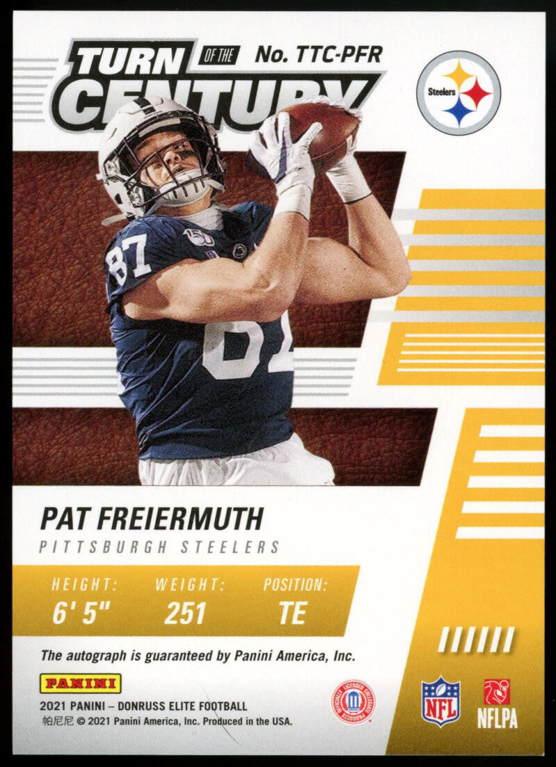2021 Donruss Elite Pat Freiermuth Turn of the Century Gold Parallel Auto RC /5