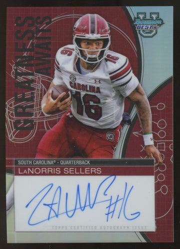 2025 Bowman Best University LaNorris Sellers Greatness Awaits Auto #GA-LS